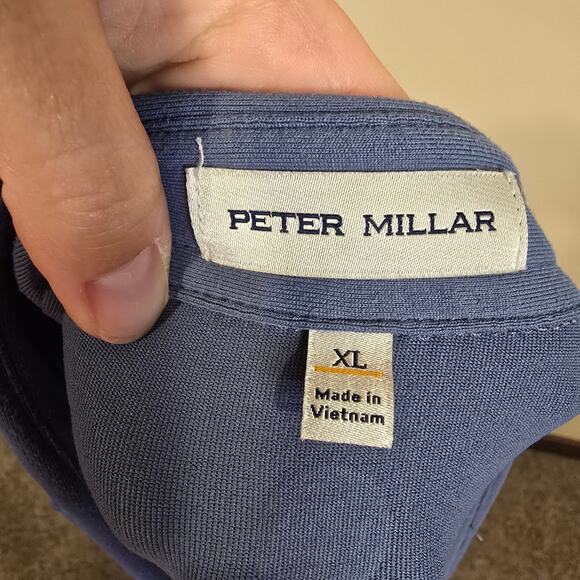 Men's Peter Millar Blue Long Sleeve Polo Shirt Top | Size XL - Picture 9 of 11